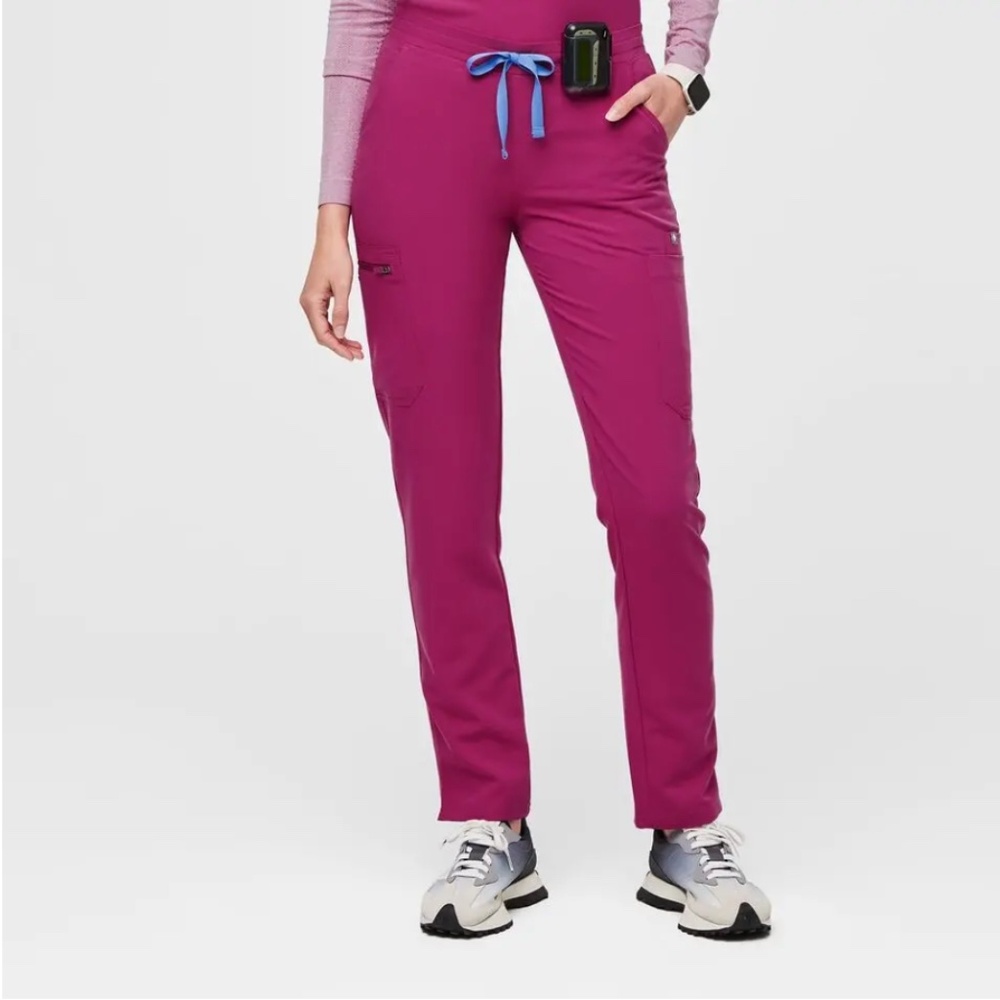 Raspberry Sorbet Yola High Waisted Skinny Scrub | Figs